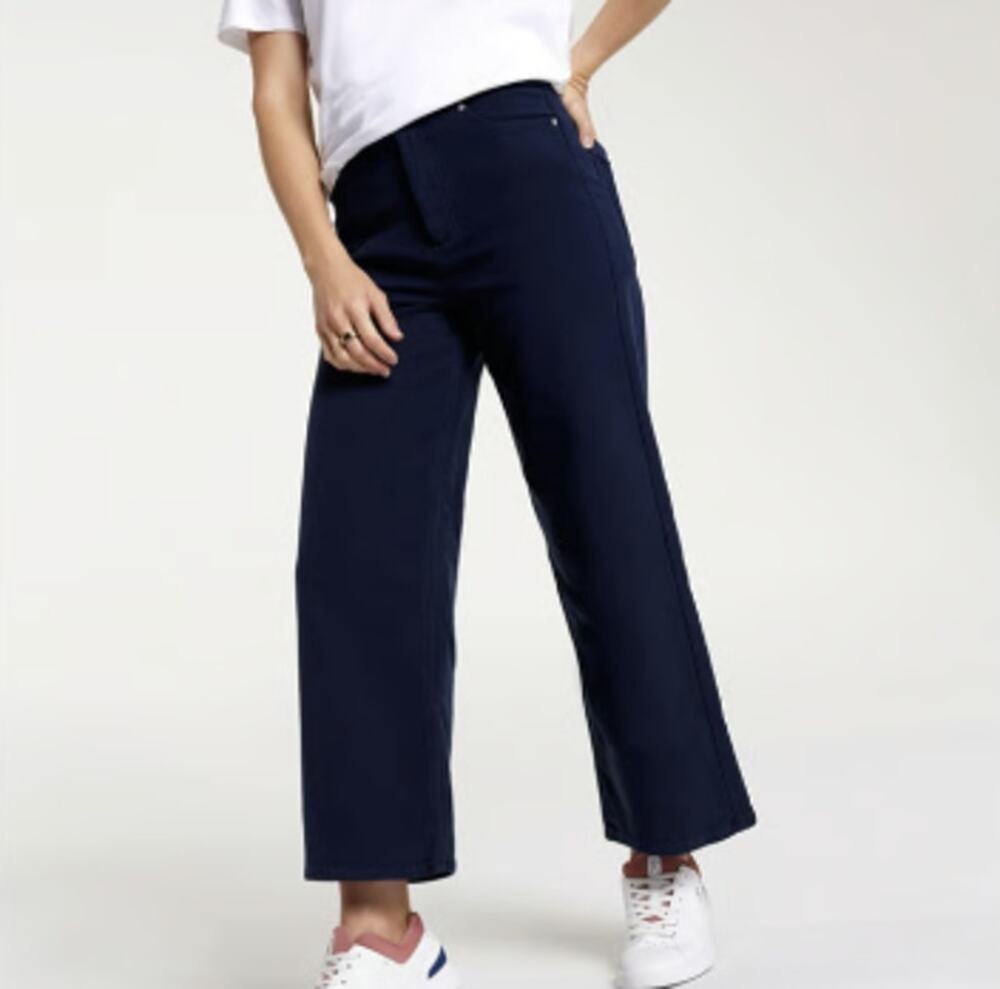 Calia High Risk Kickback Wide Leg Pants Cropped Indigo Sky Blue Women's Sz 8